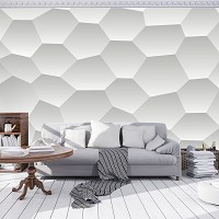 Флизелиновые фотообои абстракция в интерьере соты 312x219 см 3Д Белые шестигранники (2953VEXXL)+клей - вид 7 миниатюра