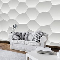Флизелиновые фотообои абстракция соты 254x184 см 3Д Белые шестигранники (2953V4)+клей