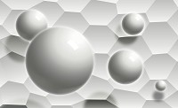 Флизелиновые фотообои в коридор 368x254 см 3Д Шестигранники и серые шары (2954V8)+клей