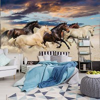 Флізелінові фотошпалери 3д тварини 312x219 см Табун вільних коней що скаче (2964VEXXL) +клей - вид 8 мініатюра