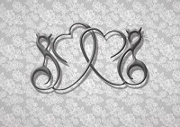 Флизелиновые фотообои 254x184 см Абстрактные сердечки и кошечки на сером фоне (2968V4)+клей