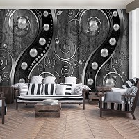 Абстрактные флизелиновые фотообои 368x254 см Жемчужины и черно-белые вензеля (2971V8)+клей