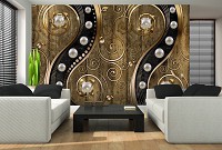 Флизелиновые фотообои абстракция 416x254 см Жемчужины и коричневые вензеля (2972VEXXXL)+клей