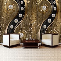 Абстракції флізелінові фотошпалери на стіні 368x254 см Перлини та коричневі вензелі (2972V8)+клей - вид 6 мініатюра