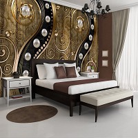 Флизелиновые фотообои абстракция 312x219 см Жемчужины и коричневые вензеля (2972VEXXL)+клей