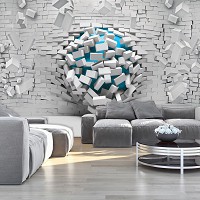 Флизелиновые фотообои кирпичиками 3D 368x254 см Синий шар и белая стена (3006V8)+клей - вид 7 миниатюра