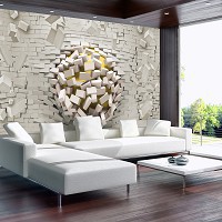 Флизелиновые фотообои 3d 312x219 см Желтый шар и белая кирпичная стена (3007VEXXL)+клей - вид 6 миниатюра