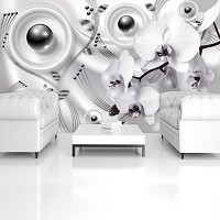 Флізелінові фотошпалери чорно-білі квіти 416x254 см Орхідеї та перли (3012VEXXXL)+клей - вид 8 мініатюра