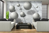 Флизелиновые фотообои 3d абстракция 368x254 см серые шары (3014V8)+клей