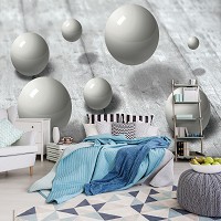 3д флизелиновые фотообои на стену 312x219 см серые шары (3014VEXXL)+клей