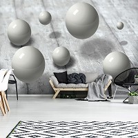 Флизелиновые фотообои 3d 254x184 см серые шары (3014V4)+клей