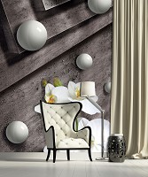 Флизелиновые фотообои в спальню над кроватью цветы 206x275 см 3Д серые шары и орхидеи (3015VEA)+клей