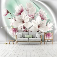 3d флизелиновые фотообои цветы 416x254 см Белые и розовые магнолии (3016VEXXXL)+клей
