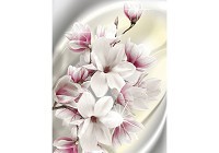 Красивые флизелиновые фотообои на кухню цветы 206x275 см 3D Белые большие магнолии (3018VEA)+клей