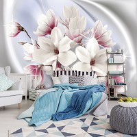 Флизелиновые фотообои цветы 254x184 см 3D Большие магнолии (3019V4)+клей