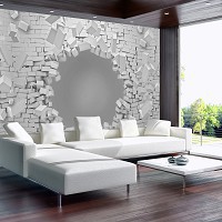 Флизелиновые фотообои под кирпич 368x254 см 3D взрыв стены (3021V8)+клей