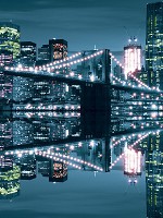 Флизелиновые фотообои города 206x275 см Нью-Йоркский мост ночью (3022VEA)+клей - вид 1 миниатюра