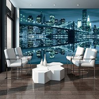 Флизелиновые фотообои с городами на стену 312x219 см Нью-Йорк и Бруклинский мост (3023VEXXL)+клей - вид 8 миниатюра