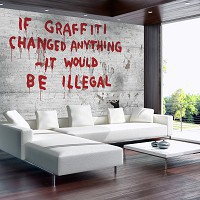 Флизелиновые фотообои под кирпич в кухне 254x184 см Если граффити что-то изменит Бэнкси (3025V4)+клей - вид 7 миниатюра