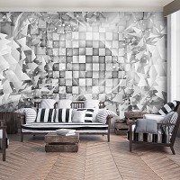 Флизелиновые 3д фотообои в зал 312x219 см Серая геометрическая абстракция (3028VEXXL)+клей