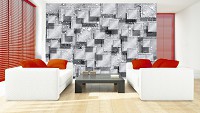 Флизелиновые 3д фотообои фото 416x254 см Серая квадратная абстракция (3029VEXXXL)+клей