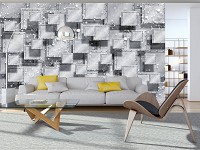 Флизелиновые 3д фотообои на стену 368x254 см Серая квадратная абстракция (3029V8)+клей - вид 7 миниатюра