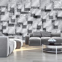 3 д флизелиновые фотообои 254x184 см Серая квадратная абстракция (3029V4)+клей