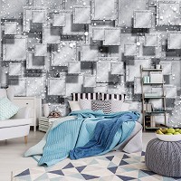 Флизелиновые 3д фотообои на стену 368x254 см Серая квадратная абстракция (3029V8)+клей