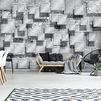 3 д флизелиновые фотообои 312x219 см Серая квадратная абстракция (3029VEXXL)+клей