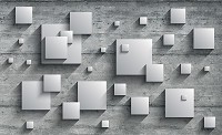 Флизелиновые 3д фотообои абстракция 254x184 см Серые квадраты с тенью (3030V4) +клей