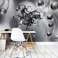 Флизелиновые 3д фотообои в коридор 254x184 см Стальная абстракция (3031V4)+клей