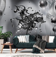 Флизелиновые 3д фотообои шары 368x254 см Стальная абстракция (3031V8)+клей
