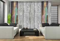 Флизелиновые узоры для фото обоев 416x254 см Серые и красочные деревянные доски (3032VEXXXL)+клей
