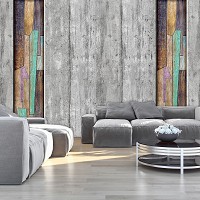 Флизелиновые узоры для фото обоев 416x254 см Серые и красочные деревянные доски (3032VEXXXL)+клей - вид 6 миниатюра