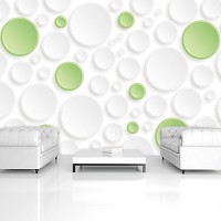 Флизелиновые фотообои на стену 368x254 см Белые и зеленые круги (3033V8)+клей - вид 6 миниатюра