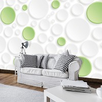 Флизелиновые фотообои в зал 254x184 см Белые и зеленые круги (3033V4)+клей