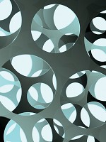 Флізелінові 3д фотошпалери геометричним малюнком 184x254 см Абстрактні сині кола (3034V4A)+клей - вид 1 мініатюра