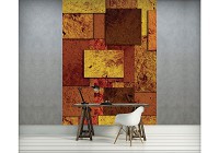 Флизелиновые фотообои для спальни 206x275 см Желтые и коричневые квадраты (3038VEA)+клей