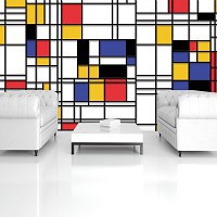 Флизелиновые фотообои на кухню Геометрия Прямоугольники Клетка 368x254 см Красочная абстракция (3039V8)+клей