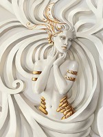 Флізелінові фотошпалери 3д Барельєф 206x275 см Скульптура дівчини з золотими прикрасами (3043VEA) +клей - вид 1 мініатюра