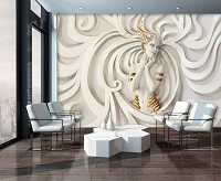 3д Барельєф флізелінові фотошпалери 254x184 см Скульптура дівчини з золотими прикрасами (3043V4) +клей - вид 7 мініатюра