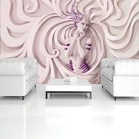 Флизелиновые фотообои искусство 3д Барельеф 368x254 см Скульптура девушки с фиолетовыми украшениями (3044V8)+клей