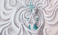 3д Барельеф флизелиновые фотообои абстрактные 254x184 см Скульптура девушки с бирюзовыми украшениями (3045V4)+клей - вид 1 миниатюра