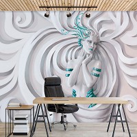 3д Барельеф флизелиновые фотообои 416x254 см Скульптура девушки с бирюзовыми украшениями (3045VEXXXL)+клей