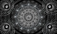 Флизелиновые фотообои круги 368x254 см Серебряная мандала на черном фоне (3050V8)+клей - вид 1 миниатюра