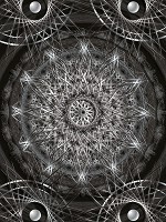 Флизелиновые фотообои круги 206x275 см Серебряная мандала на черном фоне (3050VEA)+клей - вид 1 миниатюра