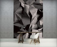 3 д флизелиновые фотообои 206x275 см Абстракция геометрия углов в темном оттенке (3062VEA) +клей