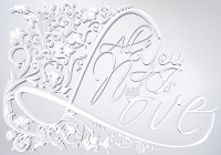 Флизелиновые фотообои красивые 254x184 см Надпись на белом фоне Все что тебе нужно - это любовь (3071V4)+клей