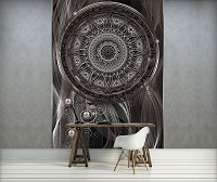 Флизелиновые фотообои 184x254 см Мандала и красивый узор на черном фоне (3092V4A)+клей