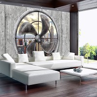 Город флизелиновые фотообои 3д серая бетонная стена 368x280 см Нью-Йорк за пропеллером (3094V10)+клей